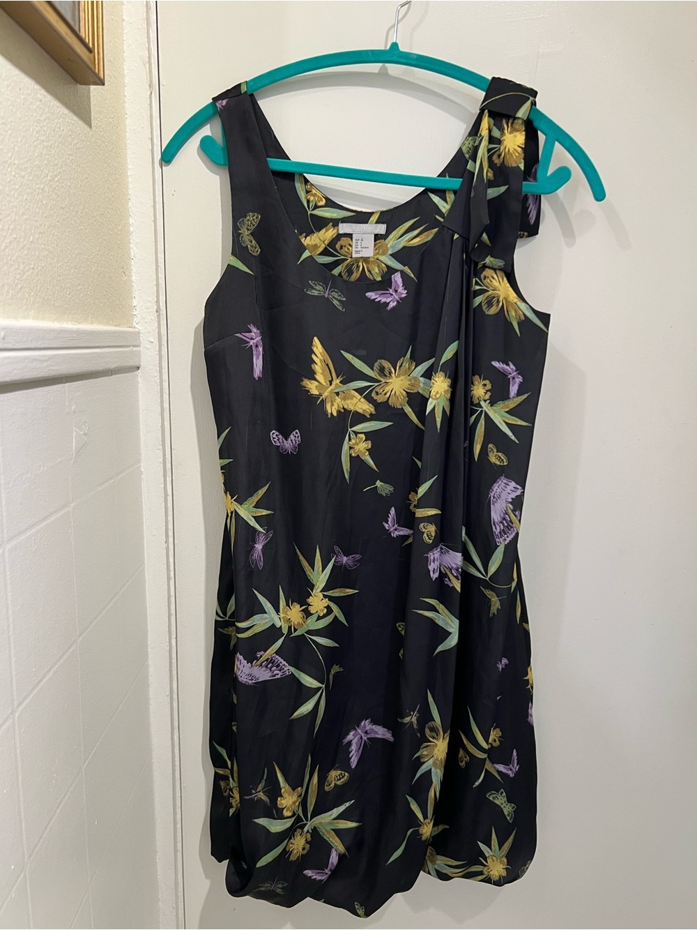 Silky Black and Purple Floral Print Dress